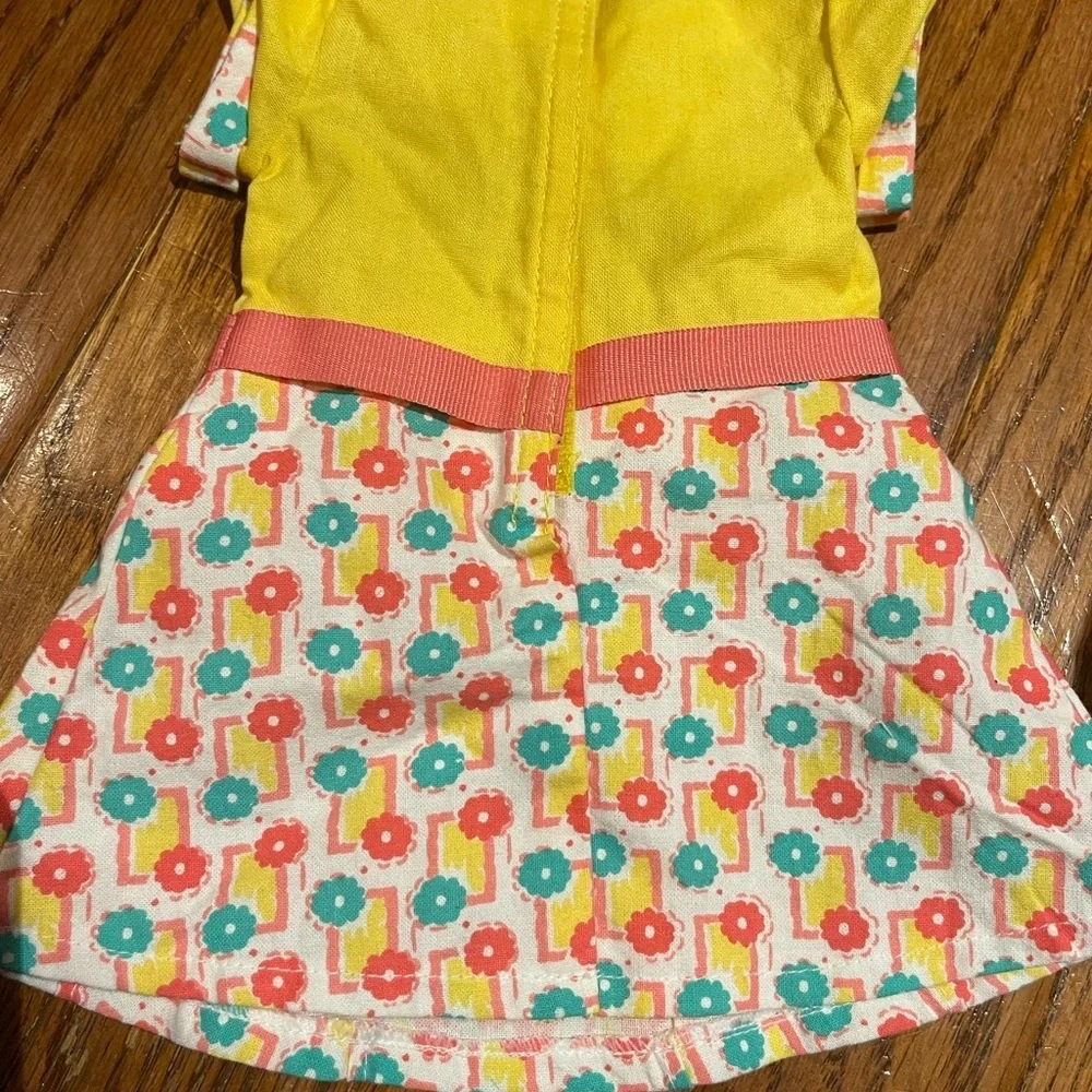 American Girl Floral Doll Dress with Yellow Stitching - Kit photography dress